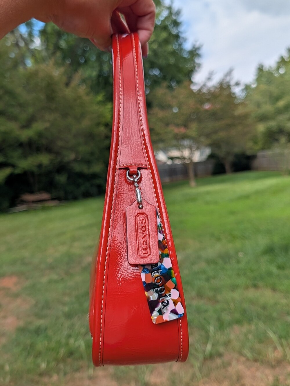 Coach Ergo Bag Coachtopia Crinkle Patent Leather Orange/Red CQ003 - Picture 4 of 10